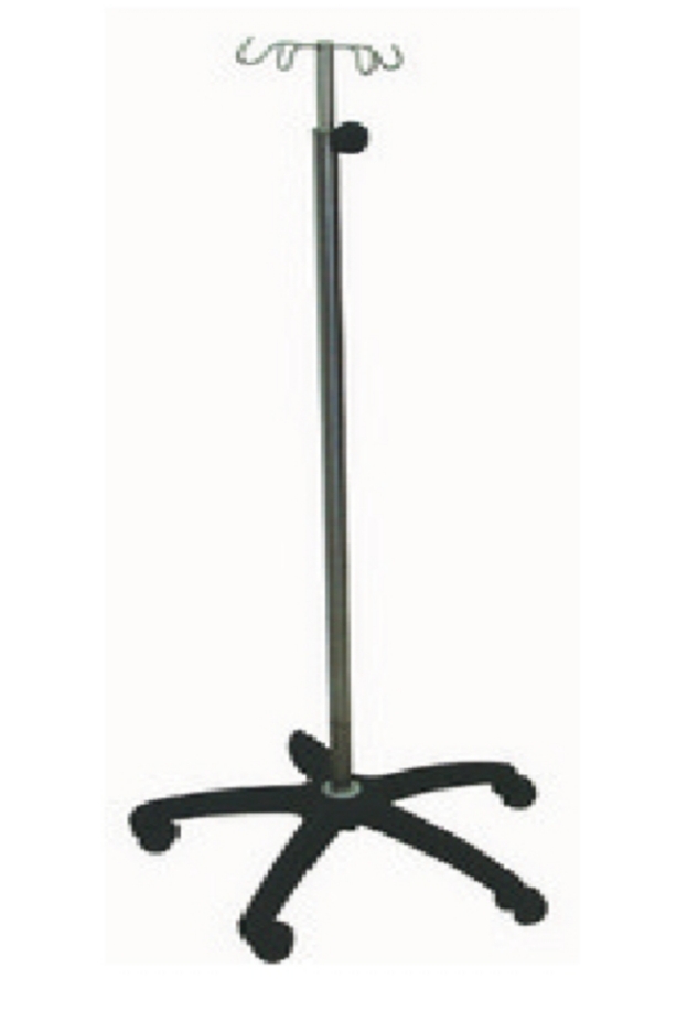 POTENCE DE SERUM SUR SUPPORT ROULANT INOX BASE PLASTIQUE