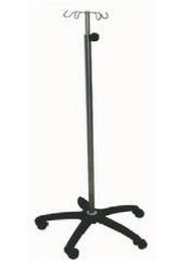 POTENCE DE SERUM SUR SUPPORT ROULANT INOX BASE PLASTIQUE